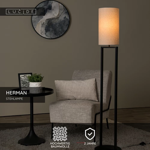 Lucide HERMAN - Stehlampe - Ø 26 cm - 1xE27 - Beige - USP